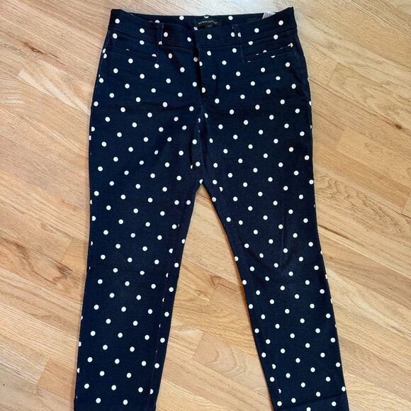 Banana Republic Sloan navy and white polka dot pants, size 4 petite - Picture 1 of 5
